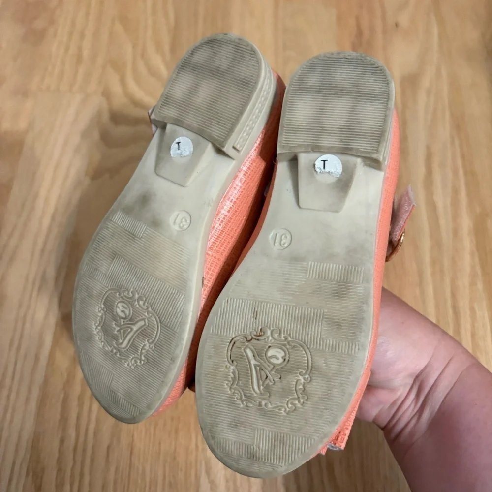Pipperdoodles Pink Kids Shoes with Bow Detail Coral 31 Sz 13 US